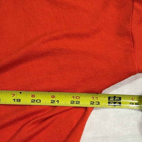 (T6) LE LIS BLANC DEUX, Orange stretch blouse with full sleeves,size P/M USA - Picture 7 of 12